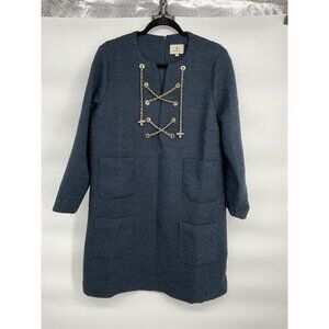 Tuckernuck Womens Navy Tweed Chain Lace-Up Dress XL‎